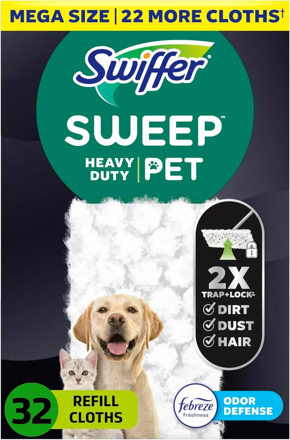 

32-Count Heavy-Duty Floor Cleaning Cloths, Multi-Surface Wipes for Pet Hair, Dust, and Dirt