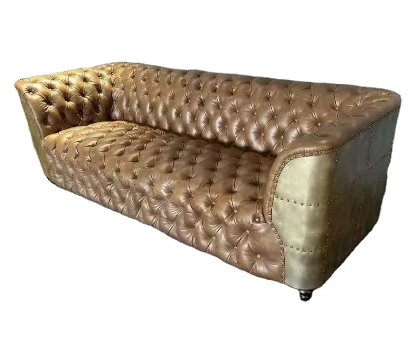 Aviator vintage industrial style luxury chair in synthetic leather for living rooms, dining rooms, apartments and workshops