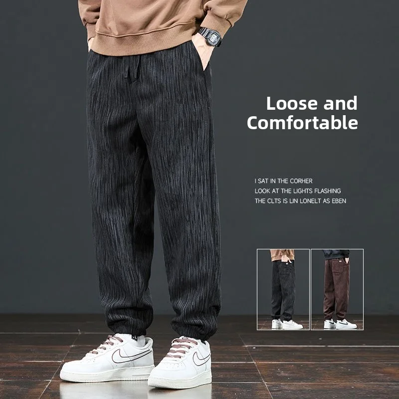 

Men's Wear Resistant Work Pants Autumn Winter Loose Trousers for Construction Workers Sports Pants with kets Low Waist
