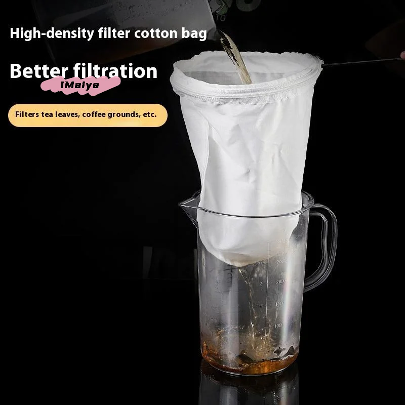 Reusable Mesh Coffee Milk Tea Filter with Handle Multi-function Steel Ring Kitchen Supplies Filter Bag for Brewing