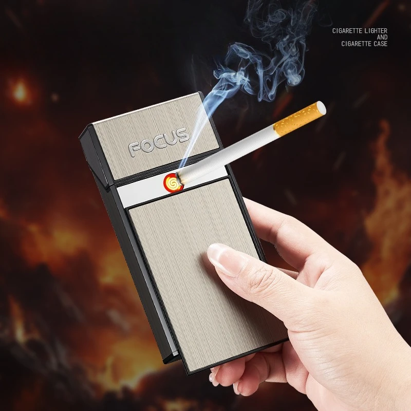 Fine Cigarette Case 20 Pcs Extended Aluminum Alloy Flip Metal Box Fine Cigarette Case Men's Whole Package