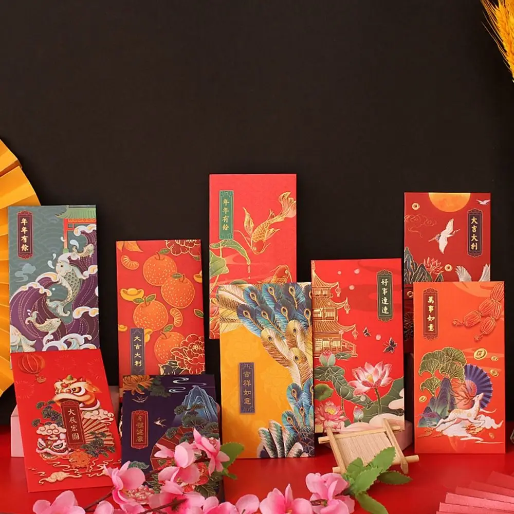 Classic Creative Crane Hot-Stamping Lucky Money Blessing Red Envelope Red Pocket Chinese New Year Bless Pocket