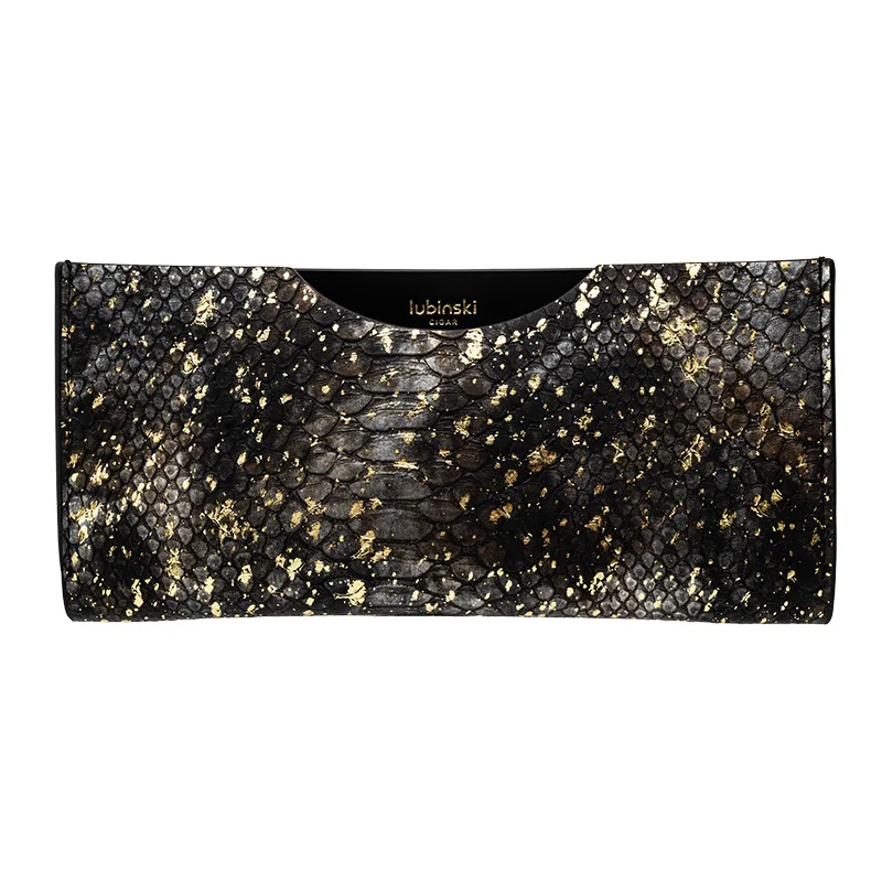 LUBINSKI Portable Alloy Box Leather Cover Black Devil Fish Pattern/Green Crocodile Pattern 3CM Portable Cigar Box Leather Cover