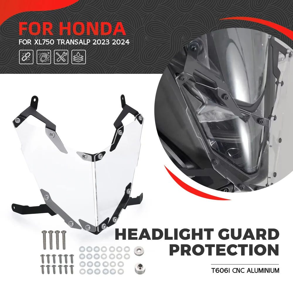 

For Honda XL750 XL 750 Transalp 2023 2024 Motorcycle Accessories Acrylic Transparent Headlight Protector Cover Protective Guard