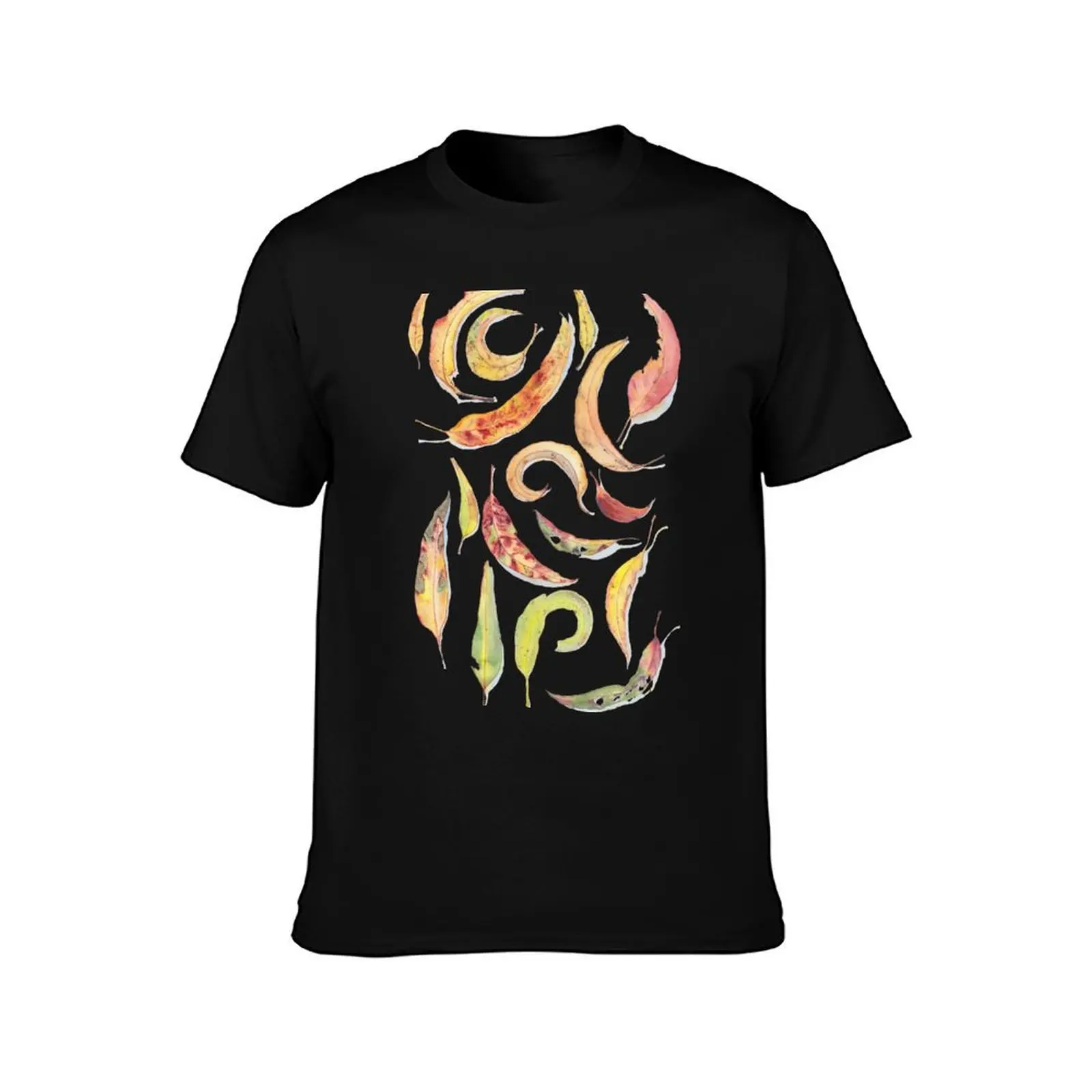 Eucalyptus leaves watercolour (white background) T-Shirt Basic Plain Short Sleeve Crew Neck Tee T-Shirt