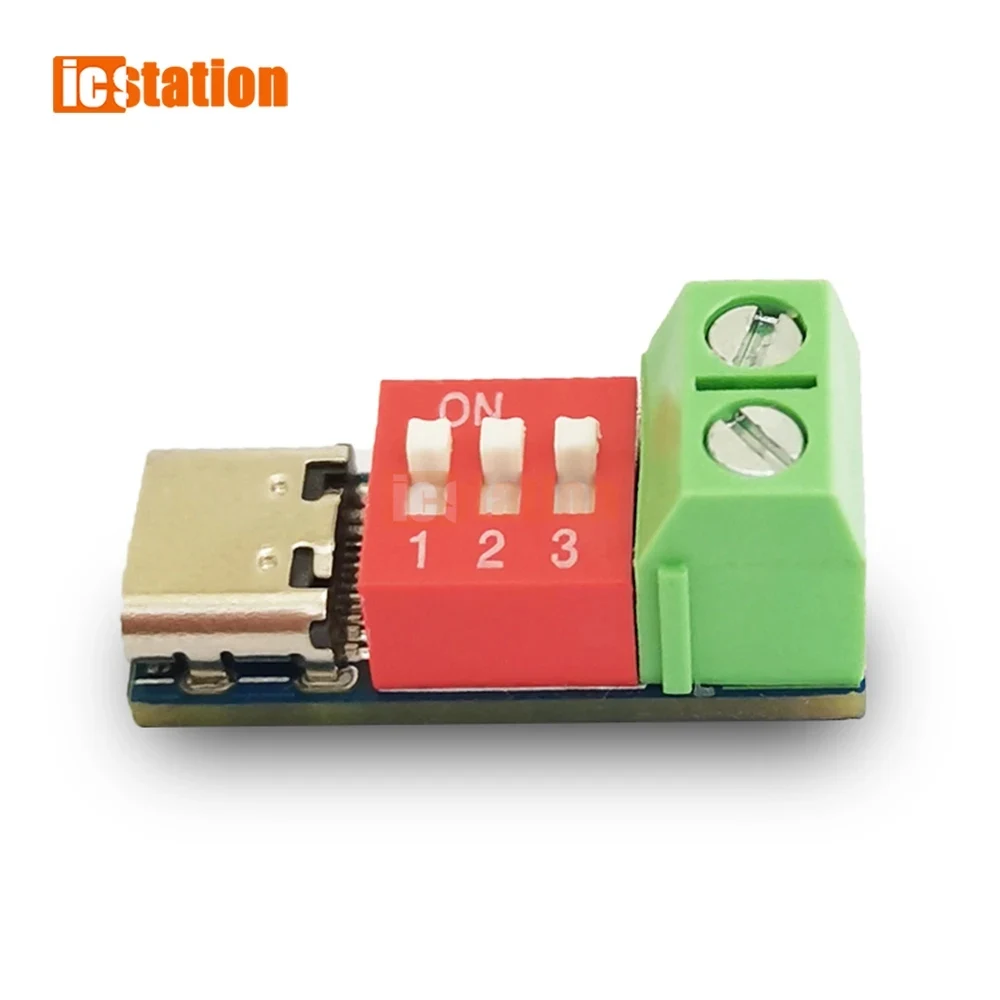 PDSink PD decoy QC PD Placa de prueba de carga rápida voltaje ajustable 5 ~ 20V ajuste de código de dial PD Placa de disparo tipo c