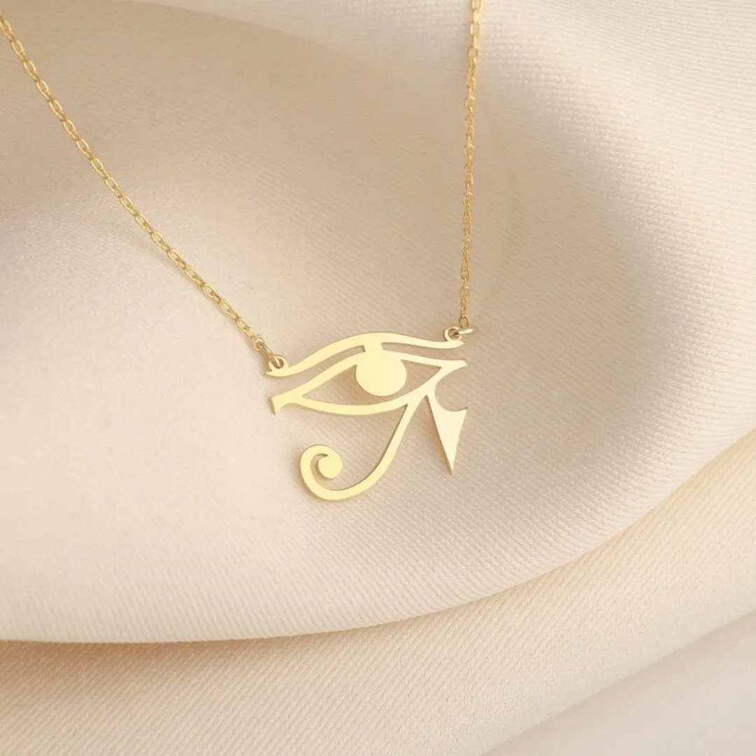 Retro Egyptian Eye of Ra Pendant Stainless Steel Egypt Horus Amulet Pendant Necklace for Women Punk Party Jewelry Birthday Gifts