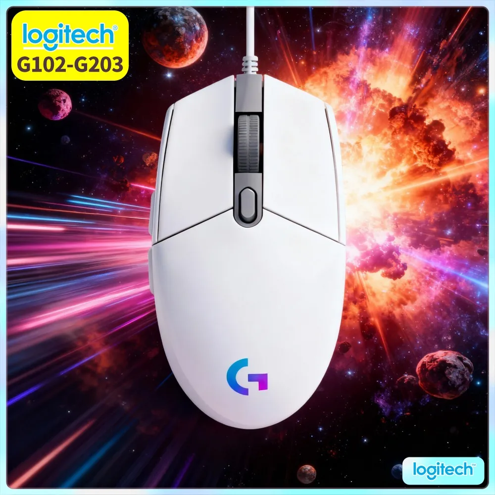 Logitech G102 Prodigy Mouse, 1000Hz Polling Rate, 8X Faster Response, Custom RGB, 6 Keys, Office And Gaming Use