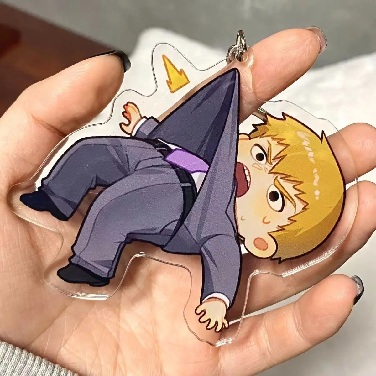 Mob and Psycho 100 Series Keychain Interesting Anime Peripheral Creative All Characters Suspended Pendant Keyring Jewelry Gifts