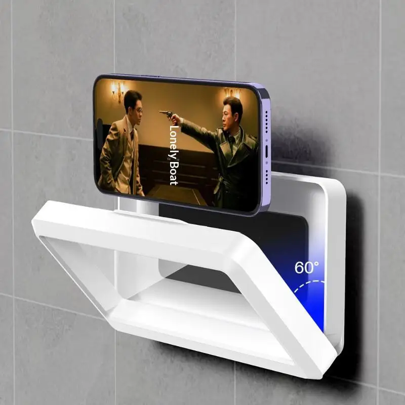 ☭Waterproof houder 360° draaibaar voor badkamer, thuis, wandhouder, zelfklevende houder voor touchscreen-telefoon_voghion.com