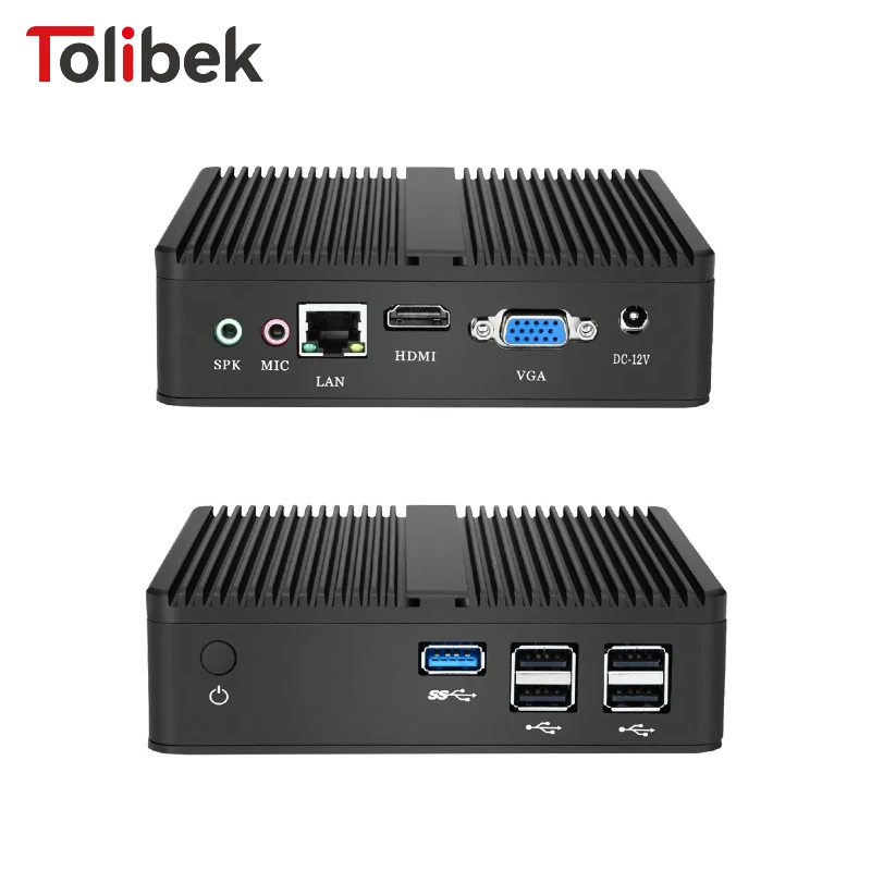 Tolibek Mini komputer stancjonarny bez wentylatora Intel Celeron N2830 Windows 10/8/7 Desktop Office HTPC WIFI 5USB Linux Ubuntu