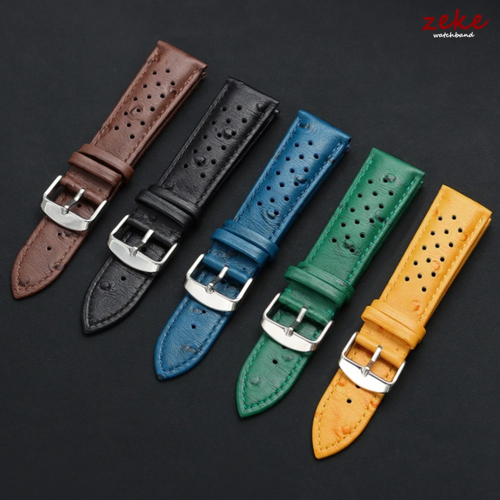 Ostrich Pattern Genuine Leather Strap 18/19/20/21/22mm Men Women Bracelets for Samsung Galaxy Watch 6 5 4 3 Soft Breathable Band