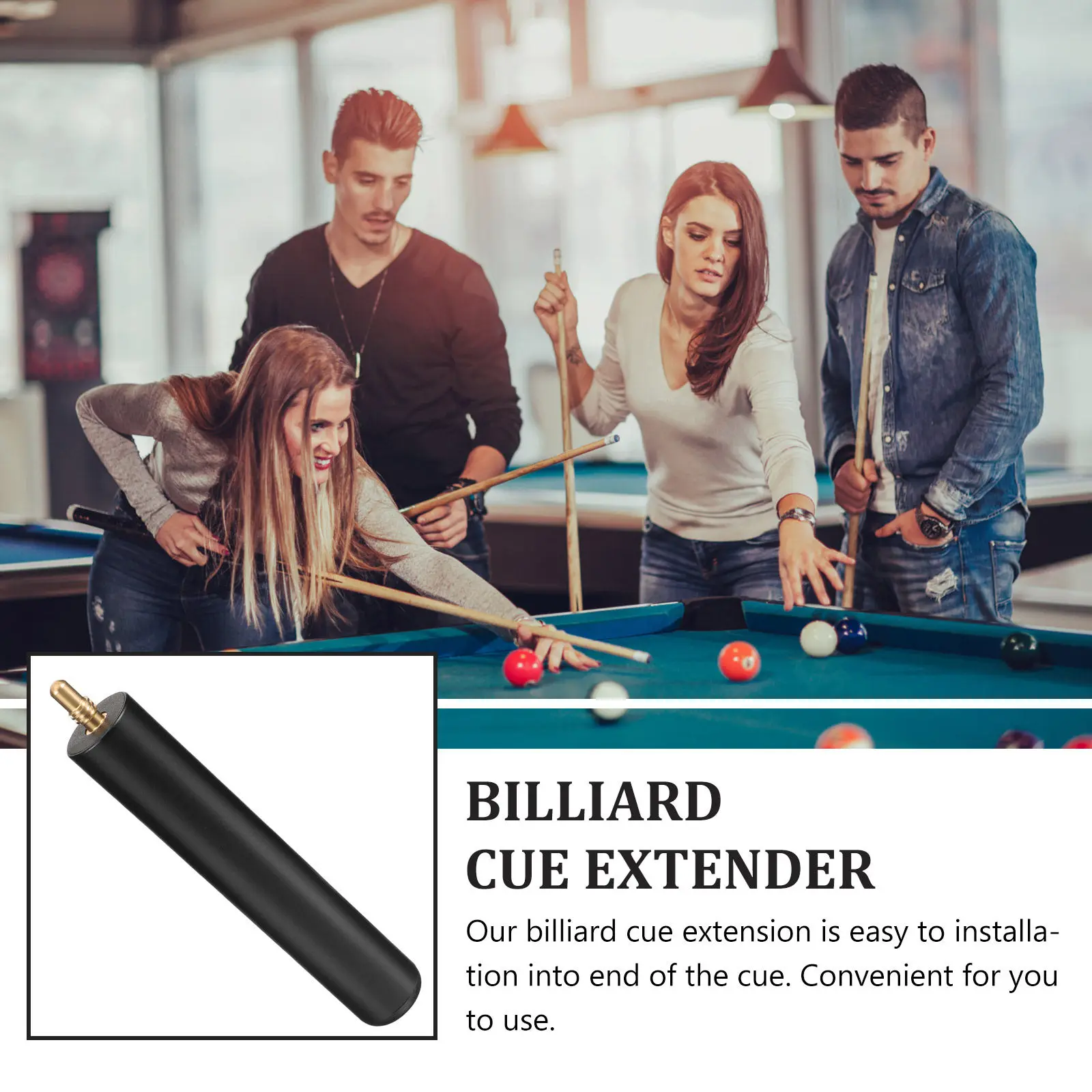 Billiard Extension Rod Aluminum Alloy High Strength Lightweight Cue Prolong Stick for Pool Snooker Cue Repair Replacement