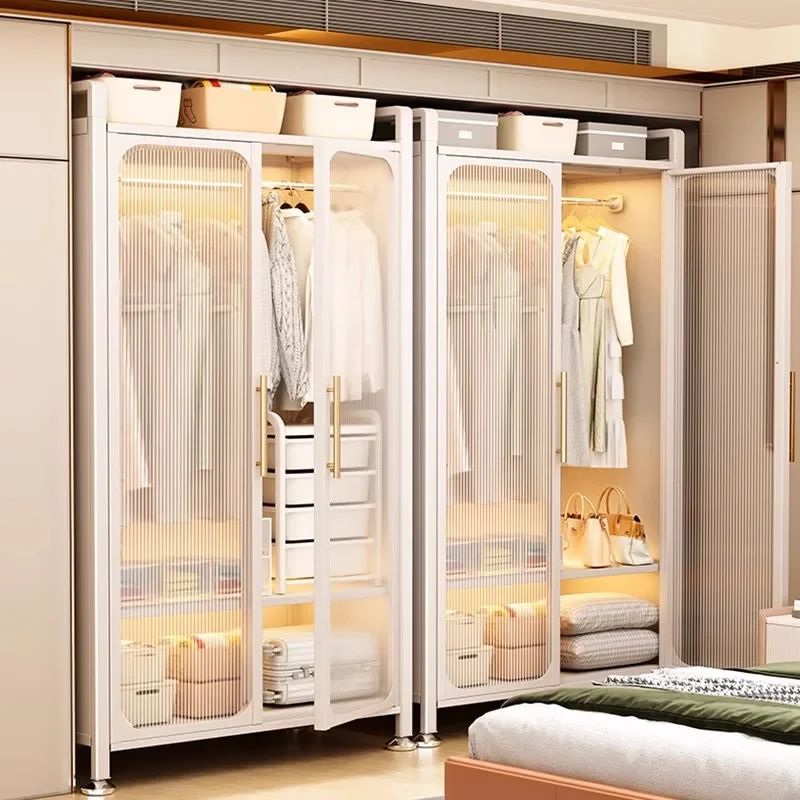 Portable Iron Wardrobe Household Rental House Hanging Locker Minimalist Bedroom Furniture Open Closets Steel Storage Rack