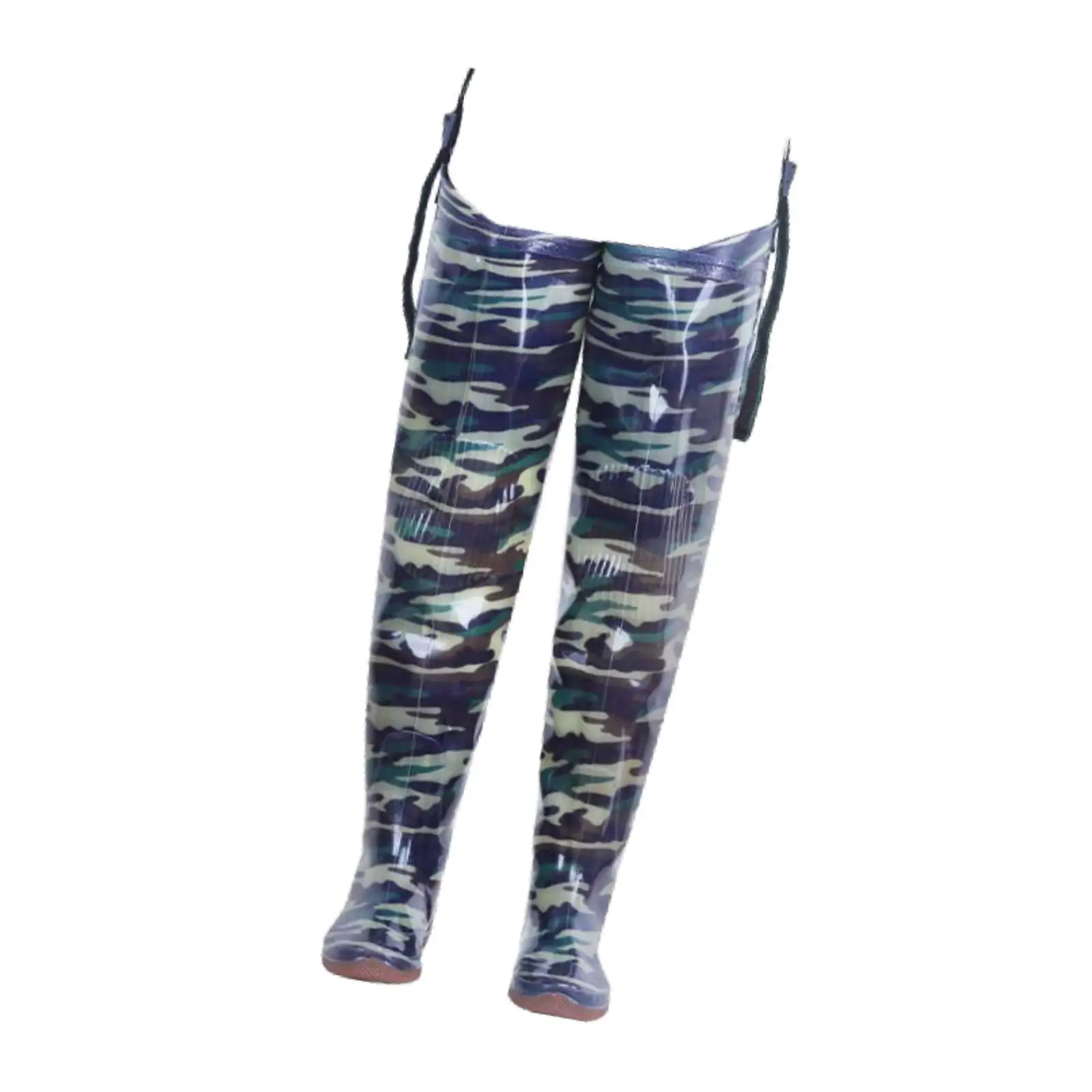 

PVC Fishing Hip Waders Waterproof Reinforced Seams Bootfoot Trousers Non Slip Sole for Water Sports