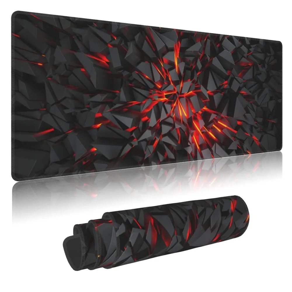 

Black 3D irregular geometric game mouse pad XXL large desktop pad with anti-slip rubber washable computer accessory high quality