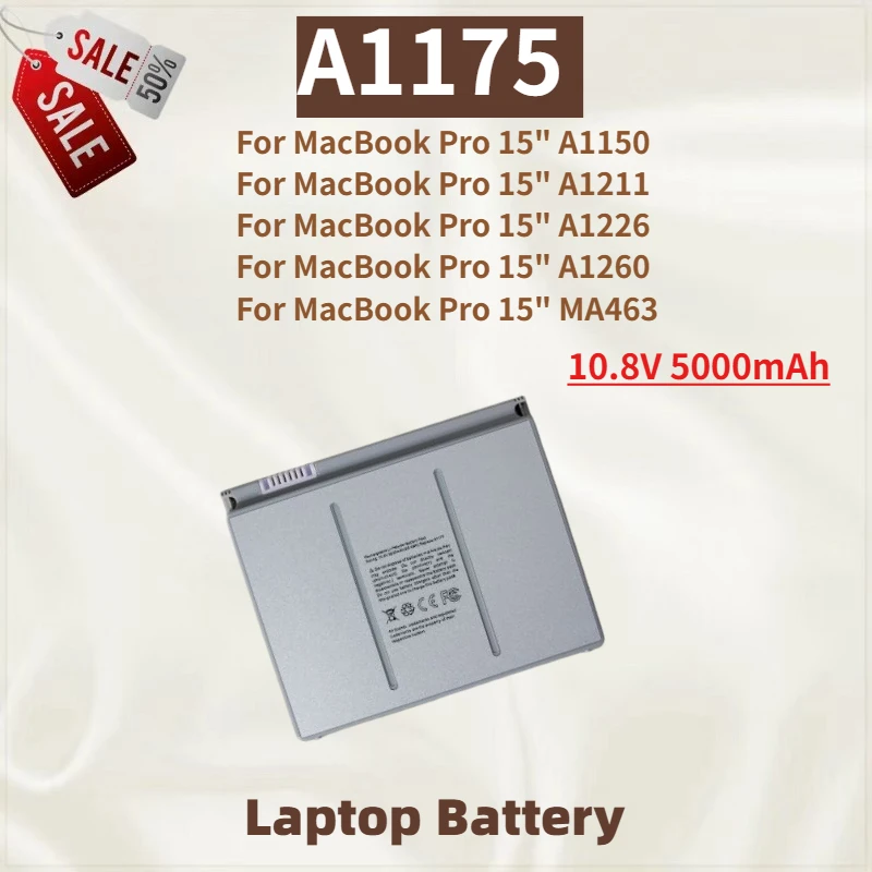 

High Quality A1175 Laptop battery 10.8V 5000mAh For Apple MacBook Pro 15" A1226 A1260 A1150 A1211 MA600 MA601 MA609 Brand New