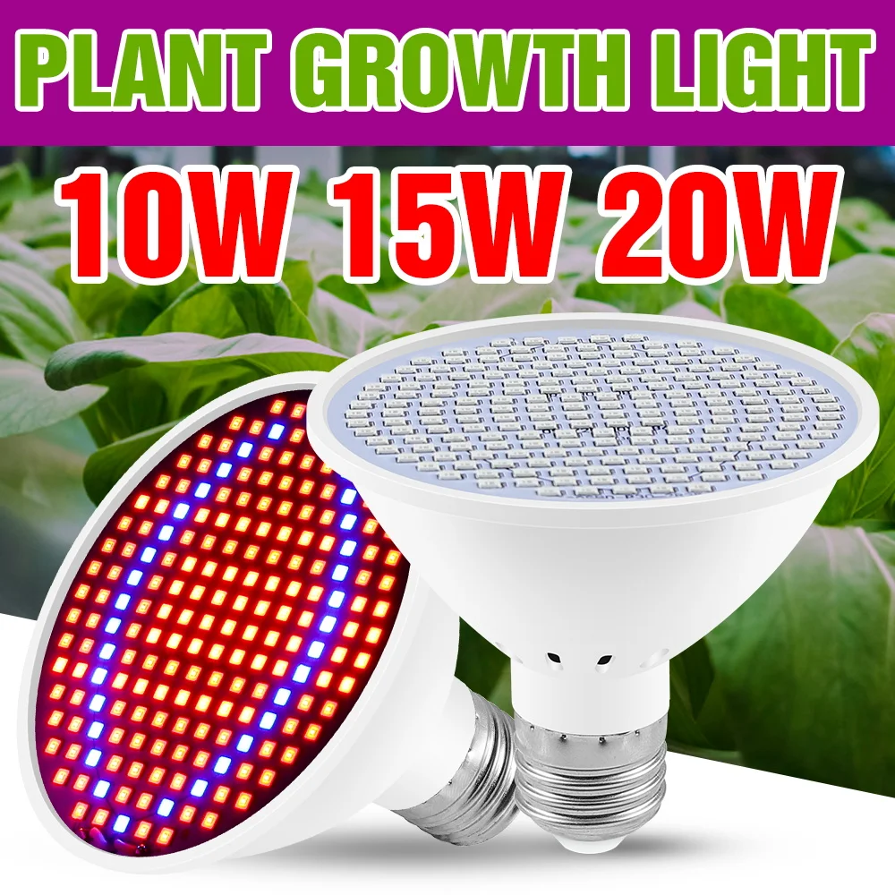 20W Full Spectrum Plant Fill Bulb LED Indoor Potted Grow Light E27 Greenhouse Tent Vegs Flowers Fruit Succulent Cultivation Lamp