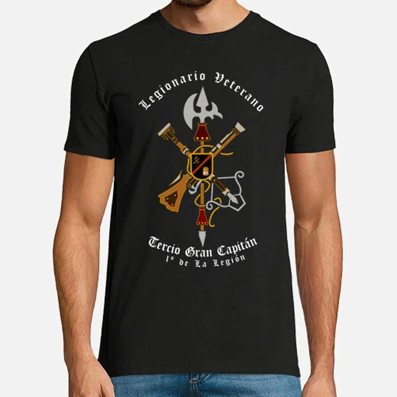 Camiseta de manga corta 100% de algodón para hombre, camisa informal con cuello redondo, Tercio, Gran Capitán, Legión español, Veterano, nueva