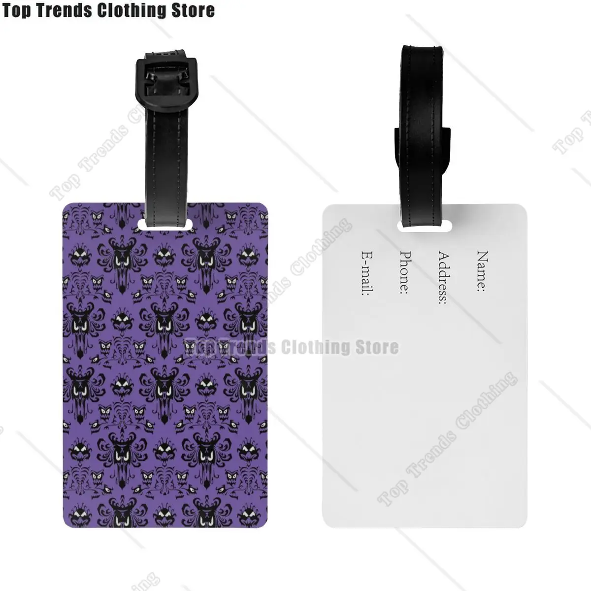 Haunted Mansion Luggage Tags for Suitcases Cute Halloween Ghost Happy Haunts Baggage Tags Privacy Cover Name ID Card