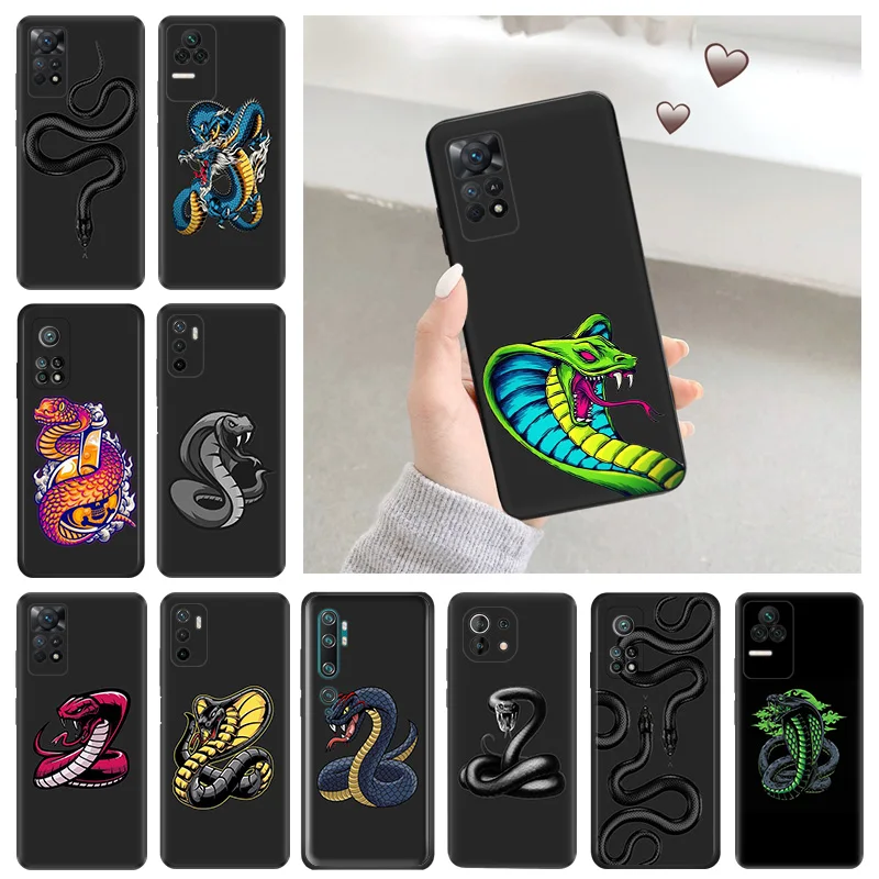 Silicone Soft Phone Case for Redmi Note 11 Pro 5G Note10 11S 10S 10A 10C Black Snake Cobra Python Xiaomi 11 Lite 11T 10T Cover