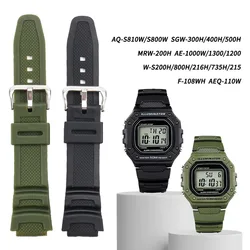 Silicone Watch Strap For Casio W218H/AE-1200/1100/SGW-300/400/MRW-200 resin silicone strap Rubber Black Pin Clasp Wrist Bracelet