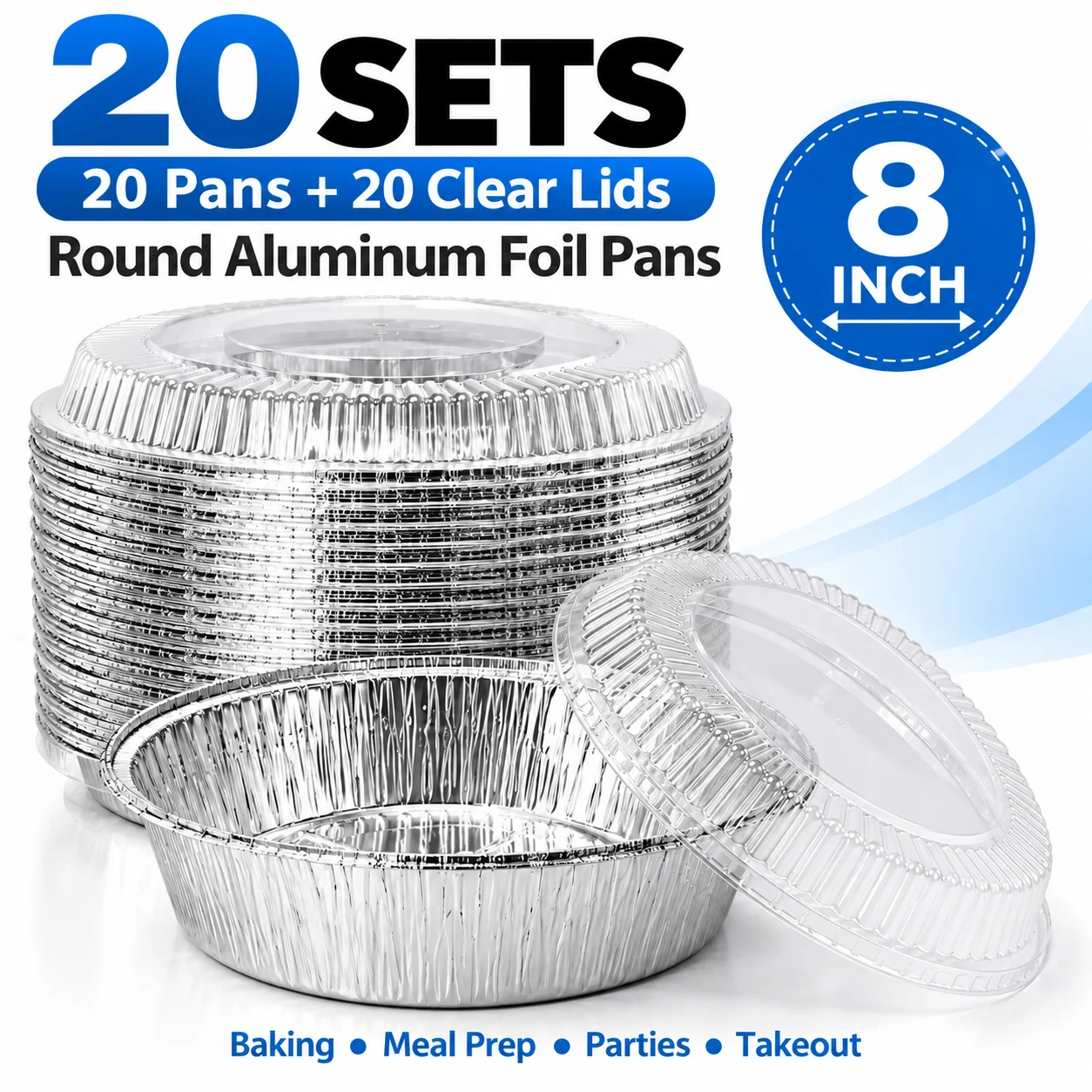 Meal Prep List - Paquete de 20 moldes redondos desechables