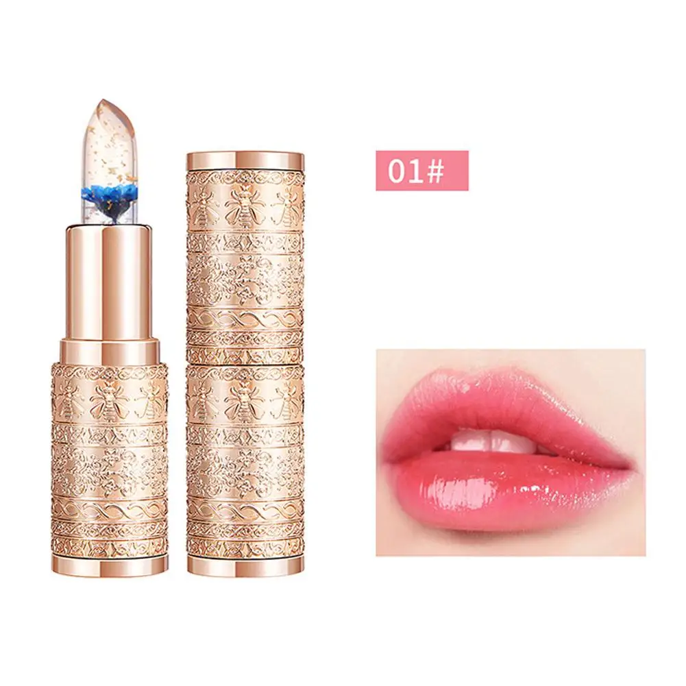 Brilho labial hidratante de longa duração, copo antiaderente, flor transparente, geléia mágica, mudança de temperatura, mudança de cor, K3t6