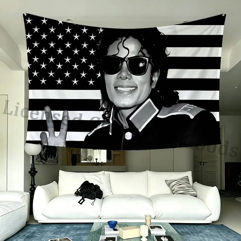 Black Flag Polyester Fabric Rustproof Grommets 50x70 60x90 70x115 100x150 150x200 cm Decor Banner M-Michael J-Jackson