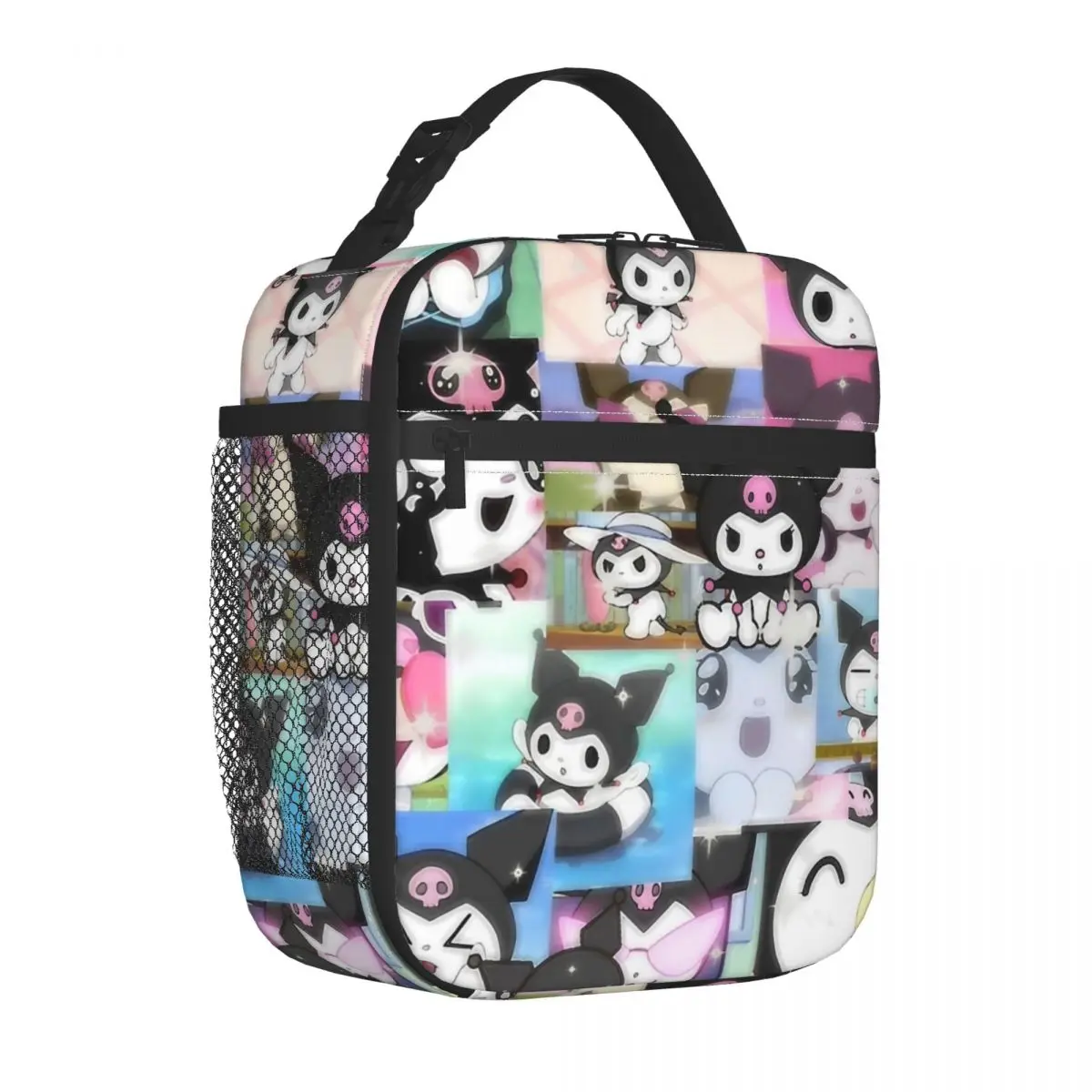 Black Rabbit Kawaii Cartoon Insulated Lunch Bag Thermal Bag contenitore per pasti Tote portatile Lunch Box Girl Boy School Picnic