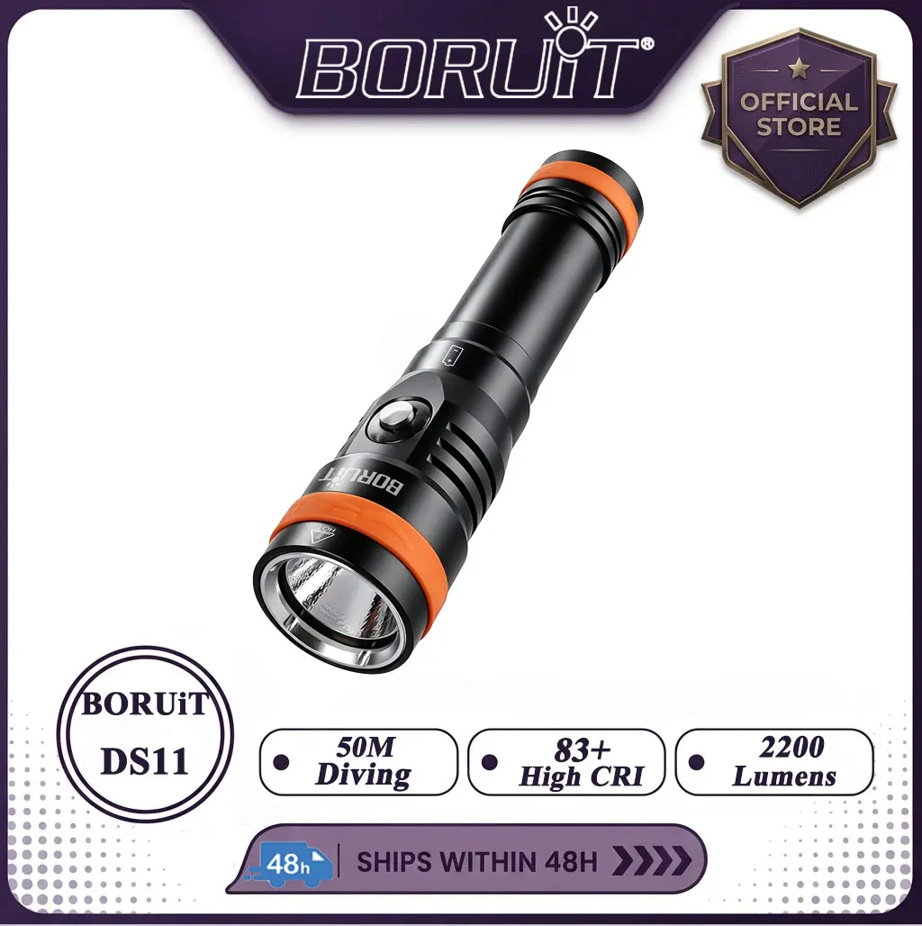 boruit-ds11-2200lm-50m水中信号灯懐中電灯-磁気充電式-ip68防水トーチ-潜水用ランタン