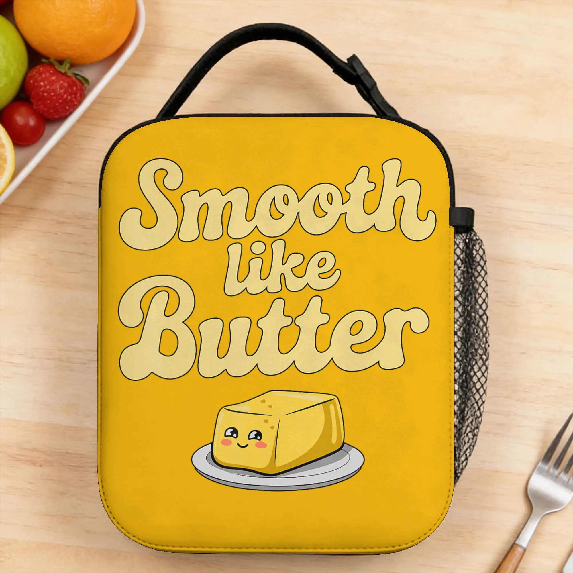 

Lunch Bag Smooth Like Butter Dairy Products Outdoor Picnic Lunch Box For Child Vintage Portable Zipper Print Cooler Bag