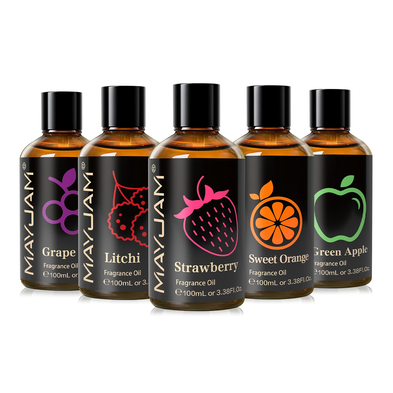 MAYJAM 과일 향기 오일, 딸기, 수박, 복숭아, 블루베리, 오이, 멜론, 크랜베리, 그린, 애플, 아로마 오일, 100ml