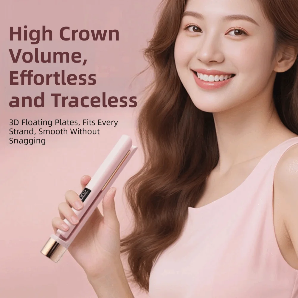 4 Levels Temperature 2-in-1 Straightener Curling Wand Anti-Scald Safe Mini Hair Styler Adjustable Professional