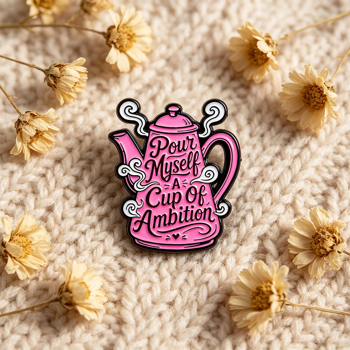 9-teiliges Teekannen-Emaille-Pin-Set „Pour Myself A Cup Of Ambition“ Zitat Reversnadel Lustige Brosche Rucksack Kleidung Dekor Abzeichen – Detail 3
