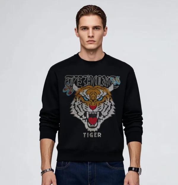 

Designer BORUNKE Rhinestone pullover Sweatshirt Men Pullover For Man men pullover