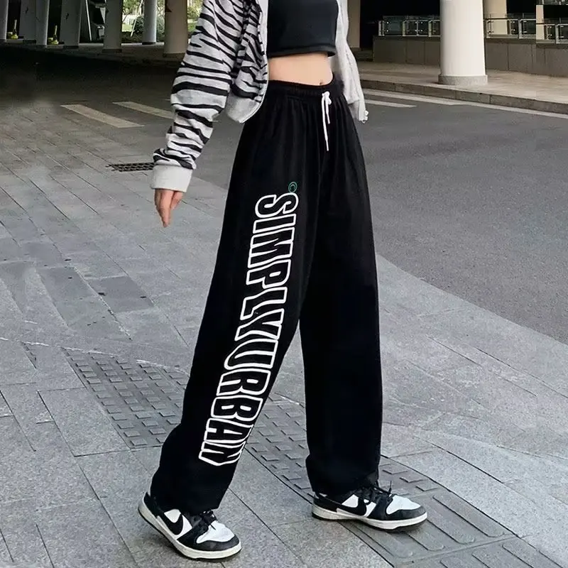 

Sweet, Cool, Spicy Girl Dopamine Dress Up Graffiti Printed Casual Pants for Women Summer Trendy High Street Loose Straight Work