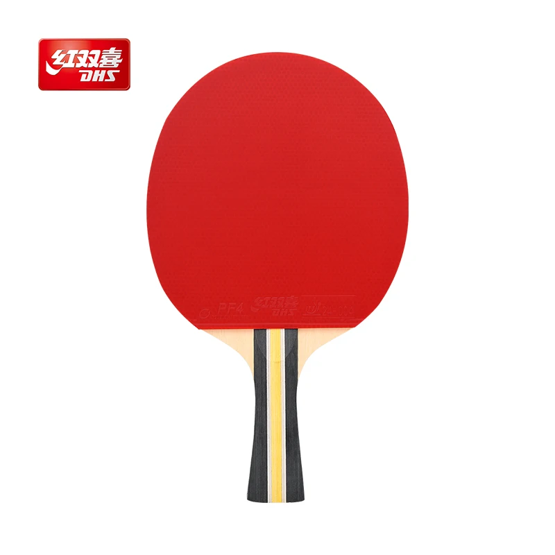 Raquette de tennis de table DHS à manche long, raquette de tennis de table pour divertissement à domicile, raquettes de ping-pong avec caoutchouc rouge
