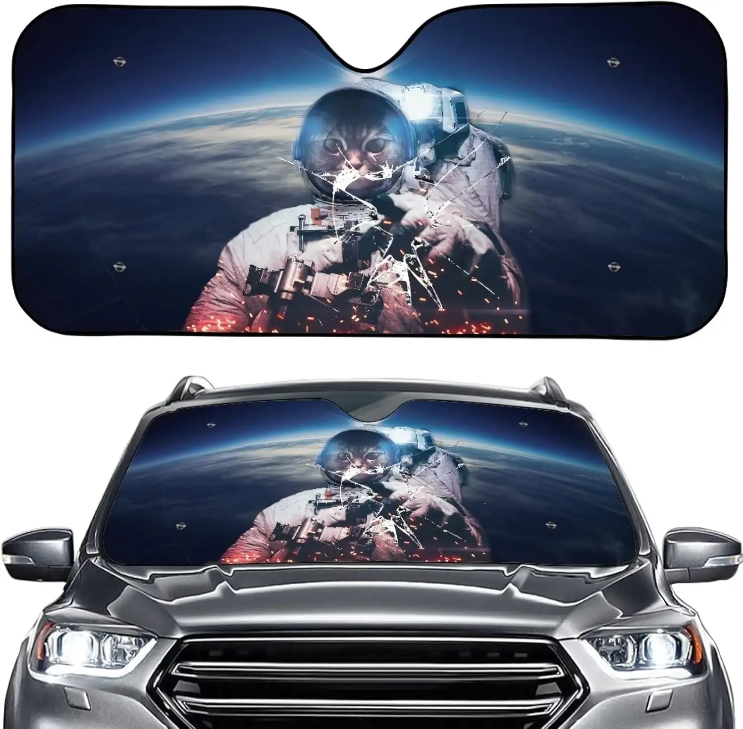 

Астронавт Cat Catoom аниме узор Sunsha для лобового стекла автомобиля складной, солнцезащитный козырек для лобового стекла автомобиля Sunsha складной