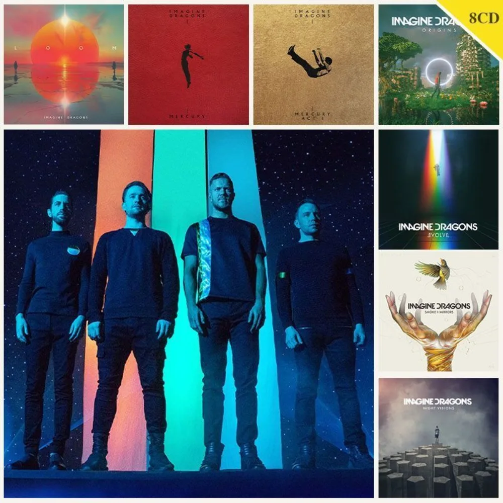 

Imagine Dragons Greatest Hits Compilation 8CD Disc Only No Cover, Burned Audio CDs for Band Lovers Collection Daily Listening