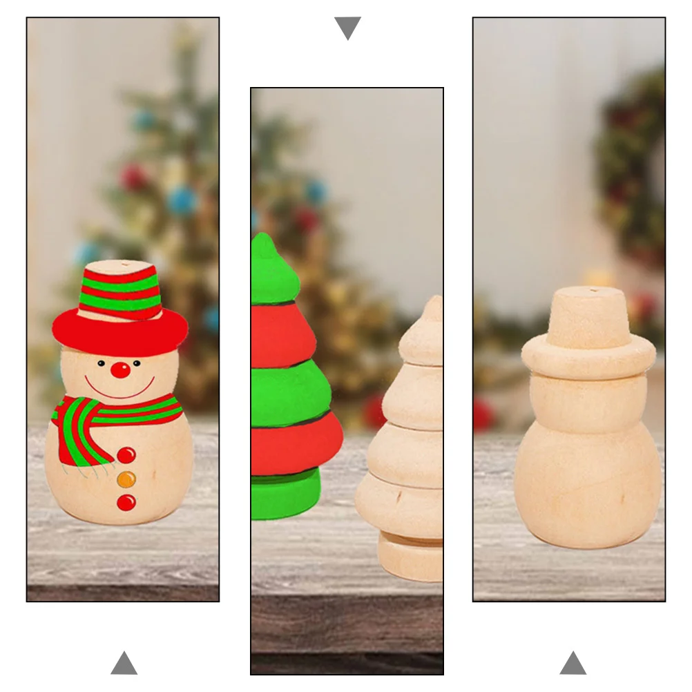 

20pcs Christmas Tree Snowman Decor Diy Wooden Puppets Handmade Painting Crafts Xmas Ornaments Home Decors Wooden Crafts