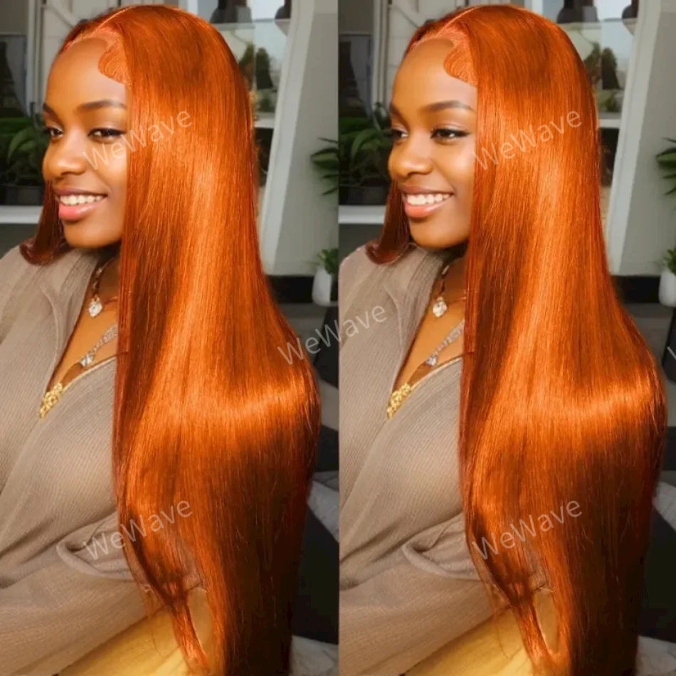 Ginger Straight Transparent 13x6 Lace Frontal Wigs Brazilian 13x4 Colored Front Wig 100% Full Remy Human Hair For Women