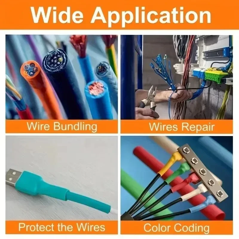 Wire Black Shrink Tube for Electrical Cable Electrical Connection Wire Cable Insulation Sleeving Heat Shrink Wrapping Kit