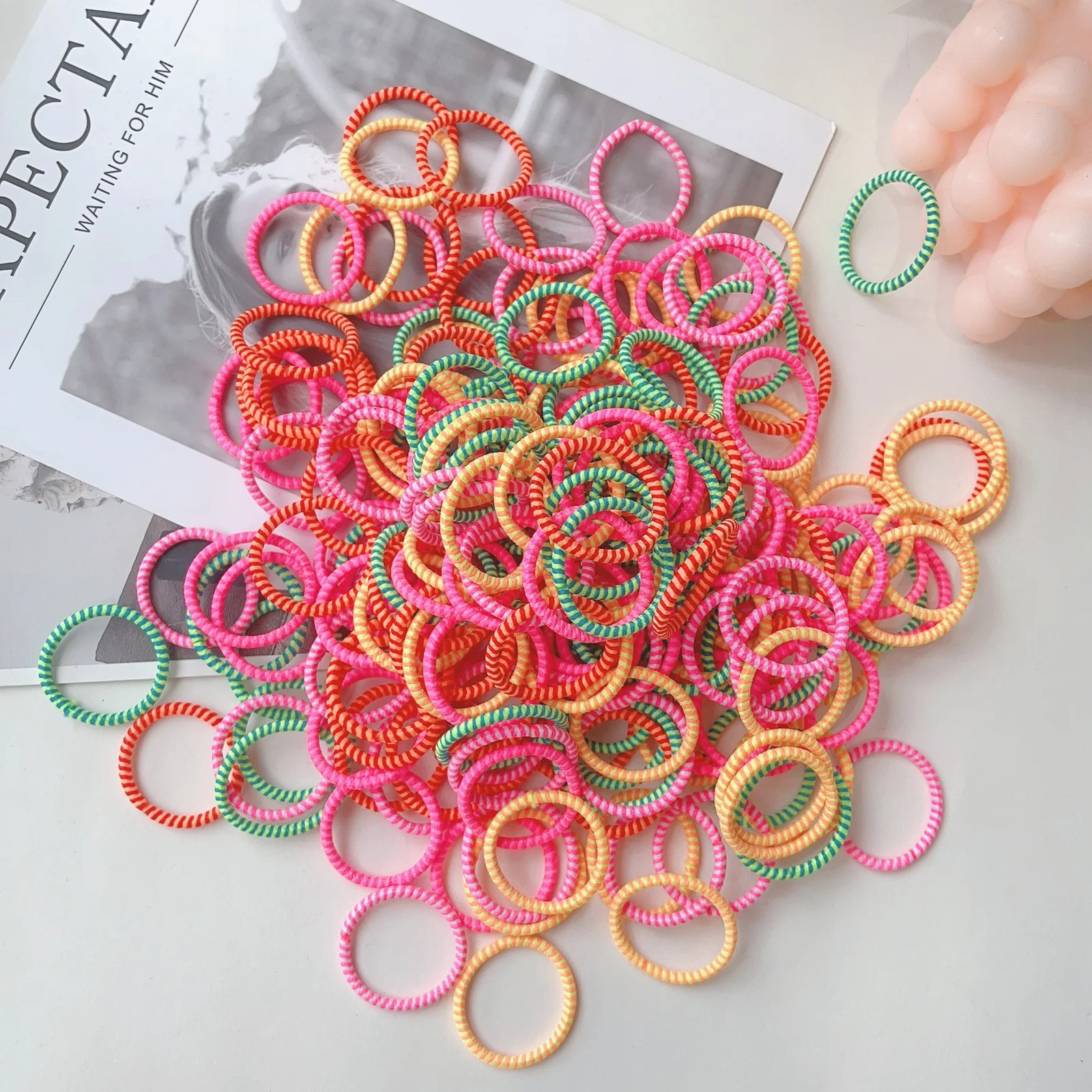 New 100pcs/lot Hair bands Girl Candy Color Elastic Rubber Band Hair band Child Baby Headband Scrunchie Hair Accessories for hair