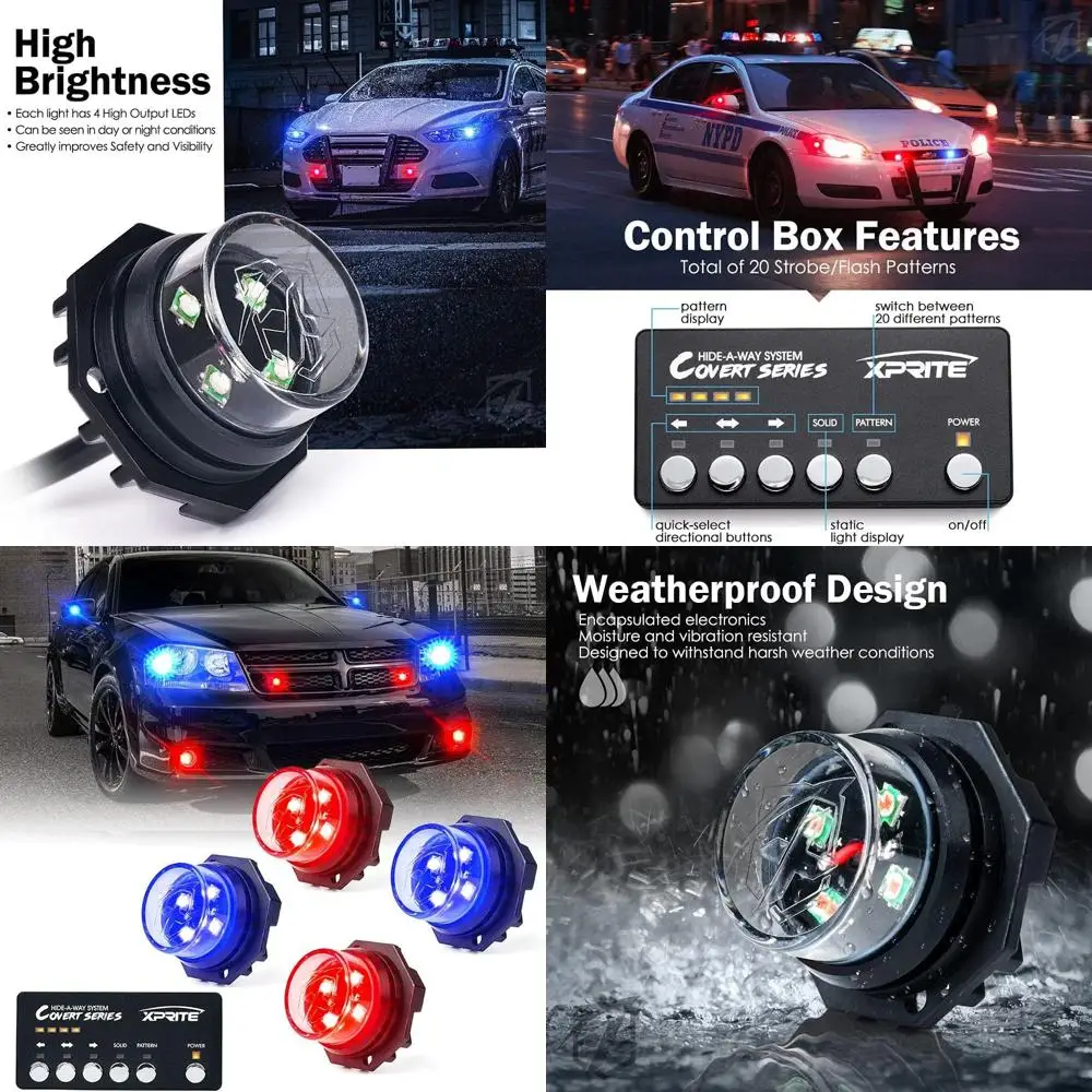 

20-Pattern Police LED Strobe Lights Kit with Control Panel for Emergency Vehicle Lights