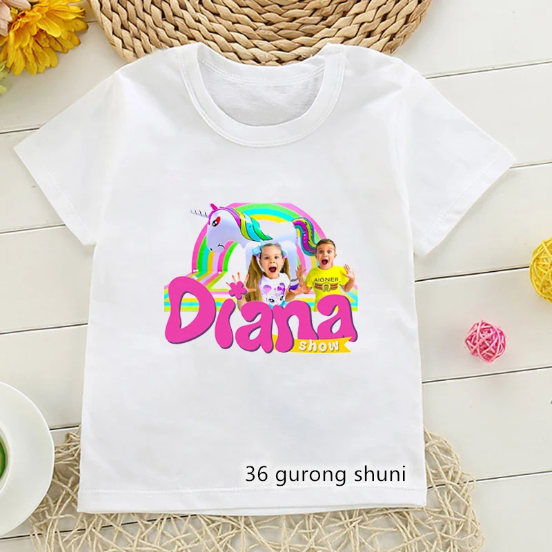 

New Hot Sale Kids tshirt Cute Diana tshirt Graphic Print Girls T shirt Summer Casual Kids ShortSleeve White girls Tops wholesale