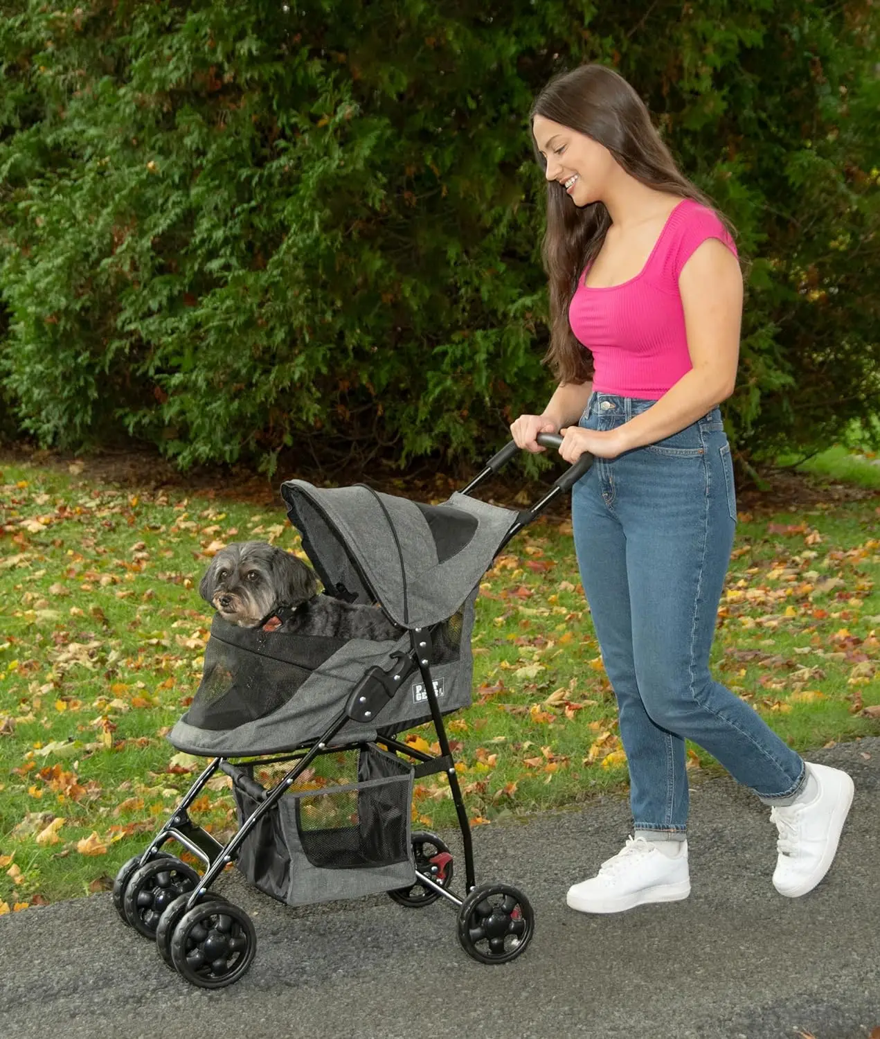 

Happy Trails Lite Pet Stroller for Cats/Dogs, Zipper Entry, Easy Fold with Removable Liner, Safety Tether, Storage Basket