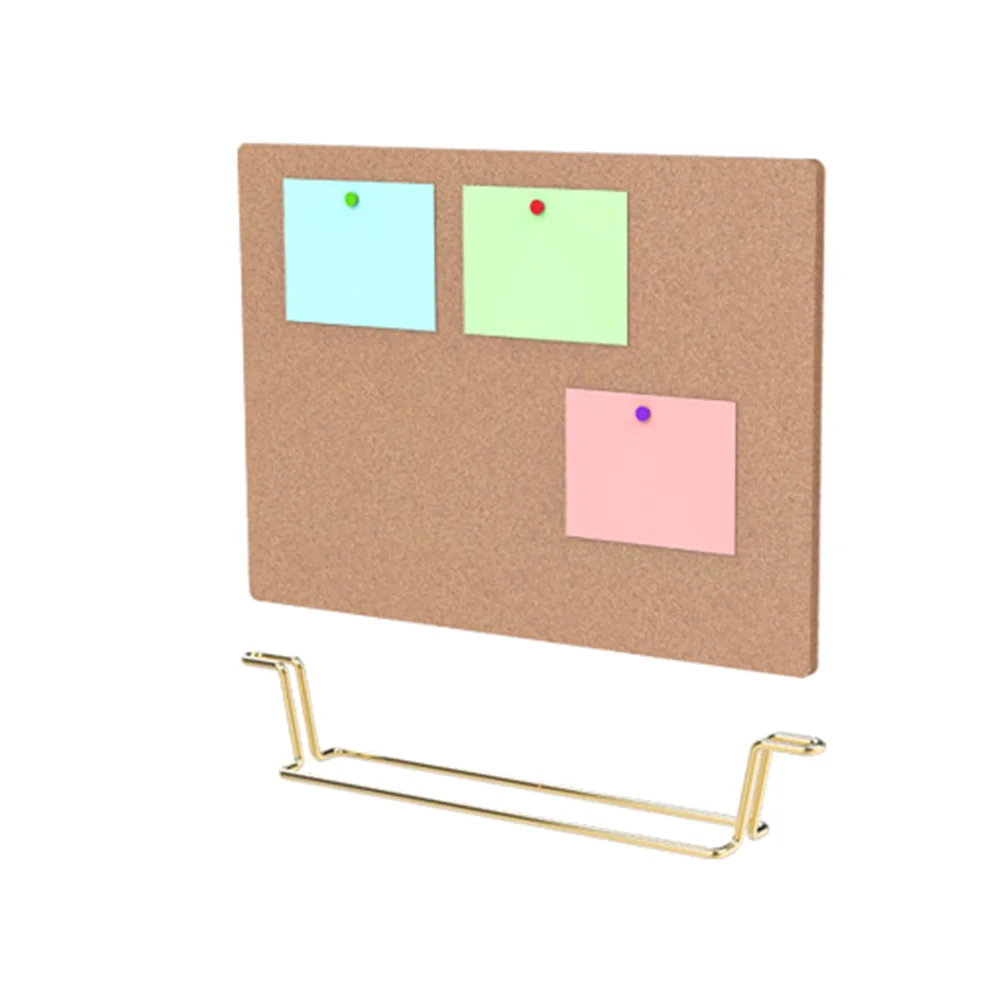 

Multi Functional Bulletin Board with Wooden Frame Golden Base Message Pin Memo Cork Board for Office Home Classroom Use