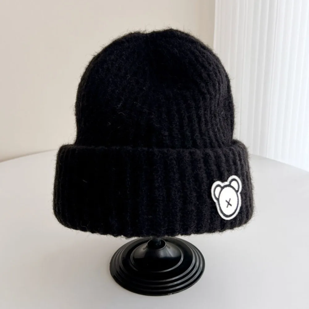 

Детская шапка-бини с милым мультяшным медведем, ветрозащитная теплая вязаная крючком шерстяная шапка, утепленная вязаная шапка для детей, мальчиков и девочек