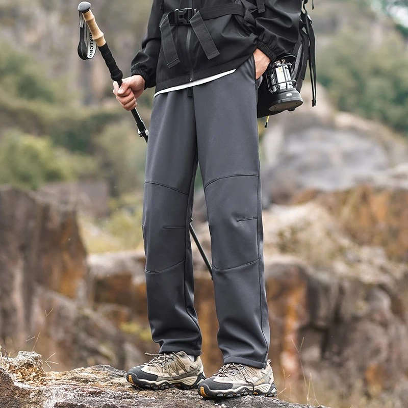 

Preppy Style Trousers Cargo Straight Solid Color Elastic Pockets High Waisted Men's Clothing Spring Autumn Wide Leg Pants